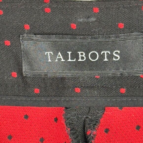 Talbots High Waist Tapered Ankle Pants Plus Sz 18W Black Red Polka Dots Stretch - Picture 6 of 12